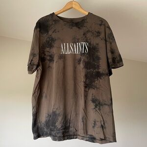 All Saints Washed Black Tie-Dye Tee
